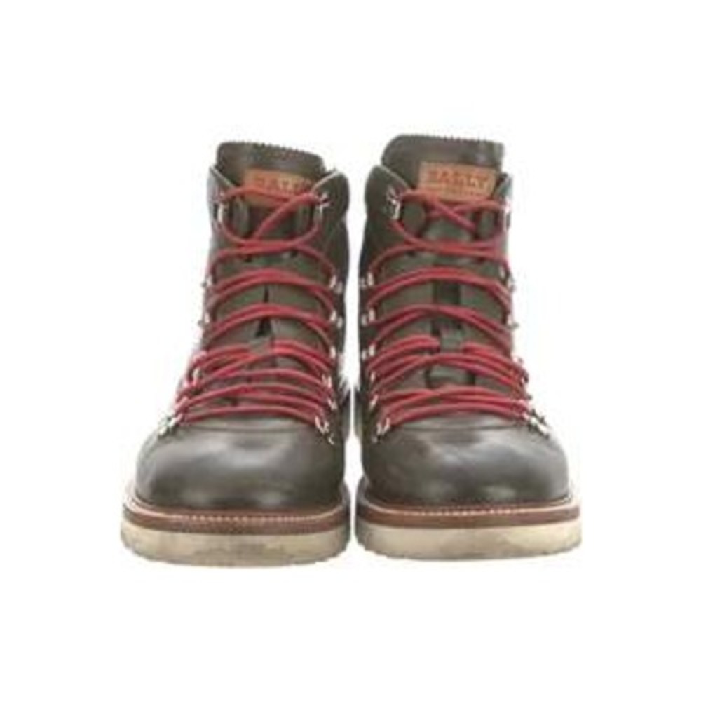 Bally Mens Leather Ankle Boots Lug Sole Green Hiking Style Lace Up‎